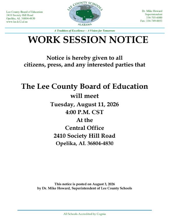 Work Session Notice