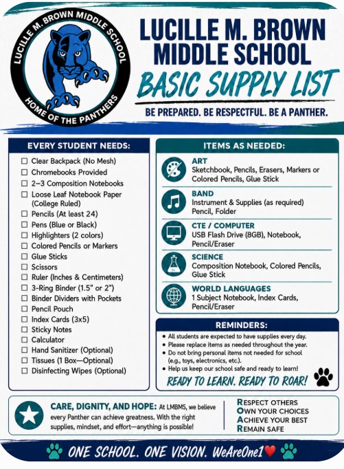 26-27 LMBMS School Supply List 