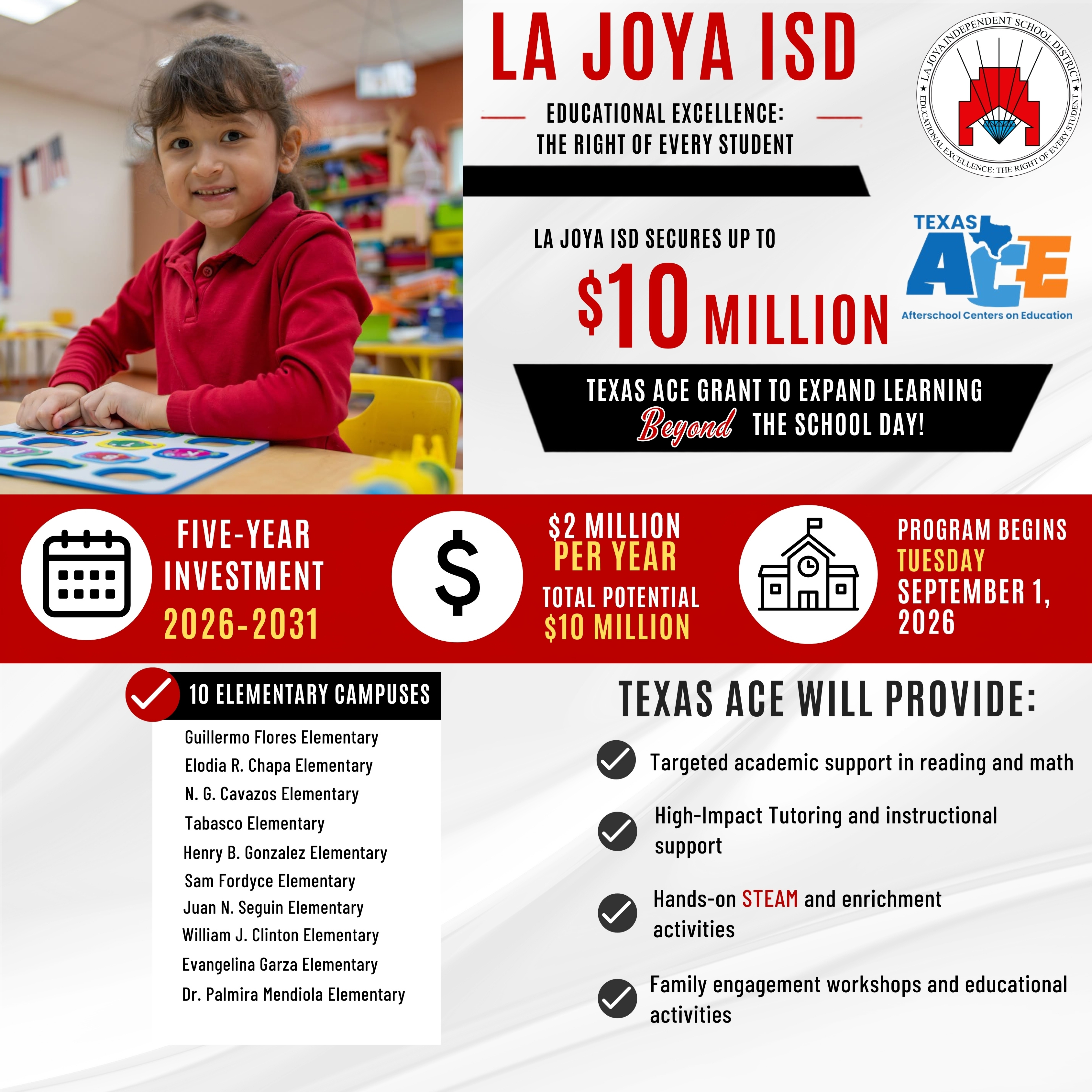 La Joya ISD Secures Up to $10 Million Texas ACE Grant to Expand Learning Beyond the School Day