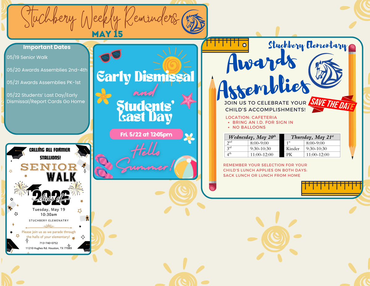 Weekly Reminders May 15