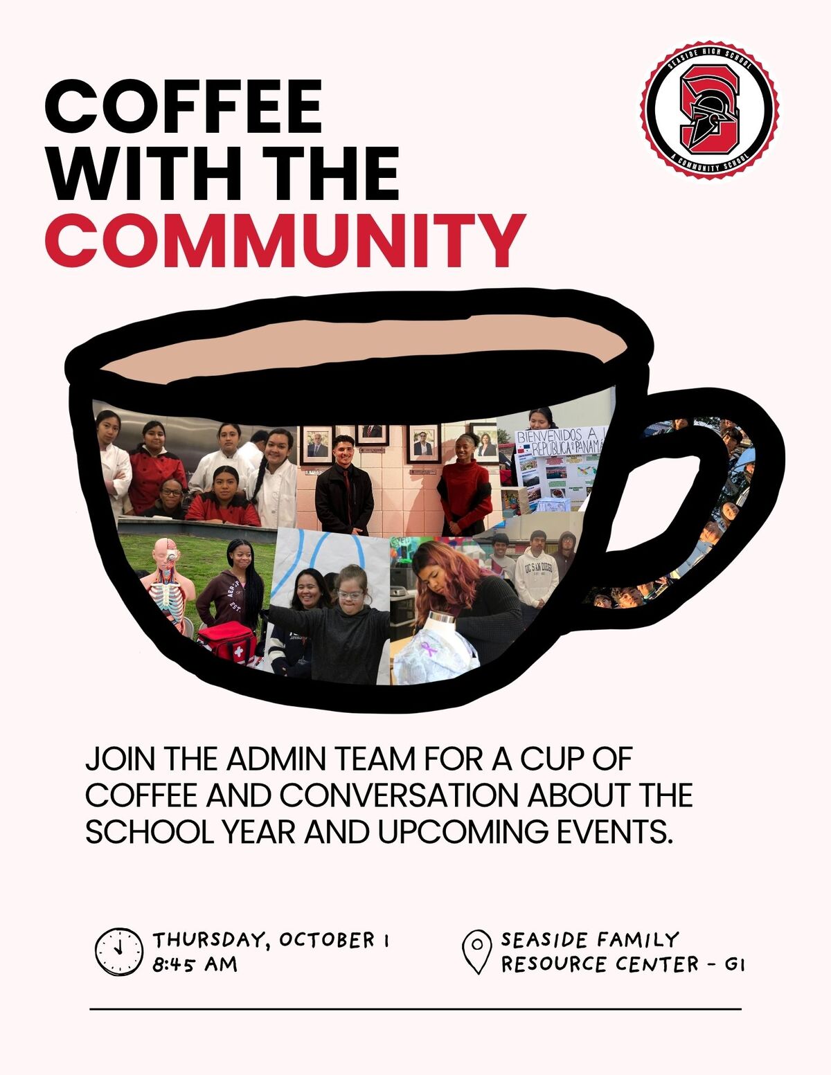 COFFEE WITH THE COMMUNITY 10/1 @8:45AM IN ROOM G1