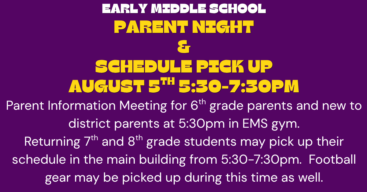 Parent Night and Schedule Pick up