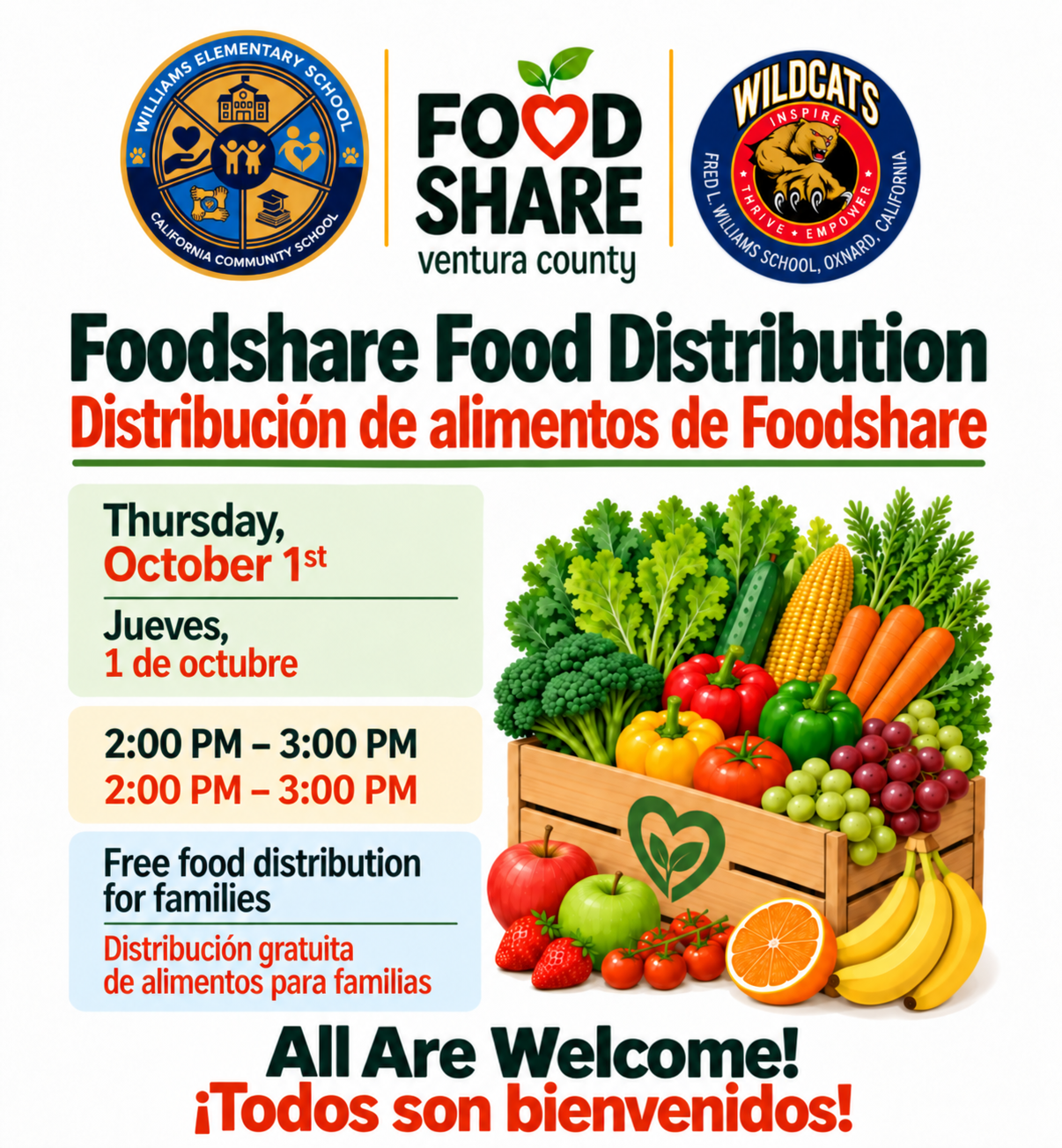 🥬  FoodShare Thursday, October 1st from 2:00 pm-3:00 pm  🥬