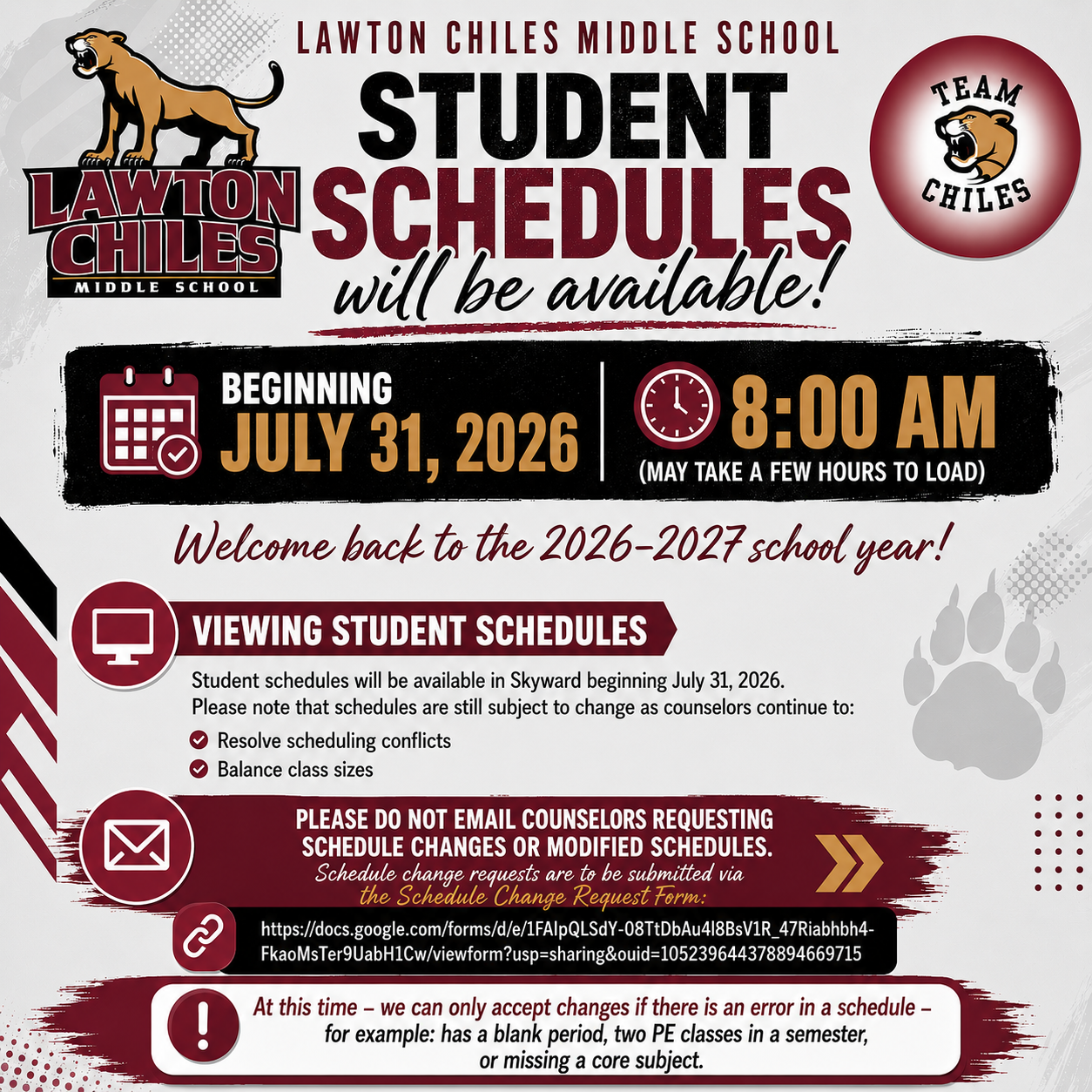 LCMS Student Schedules