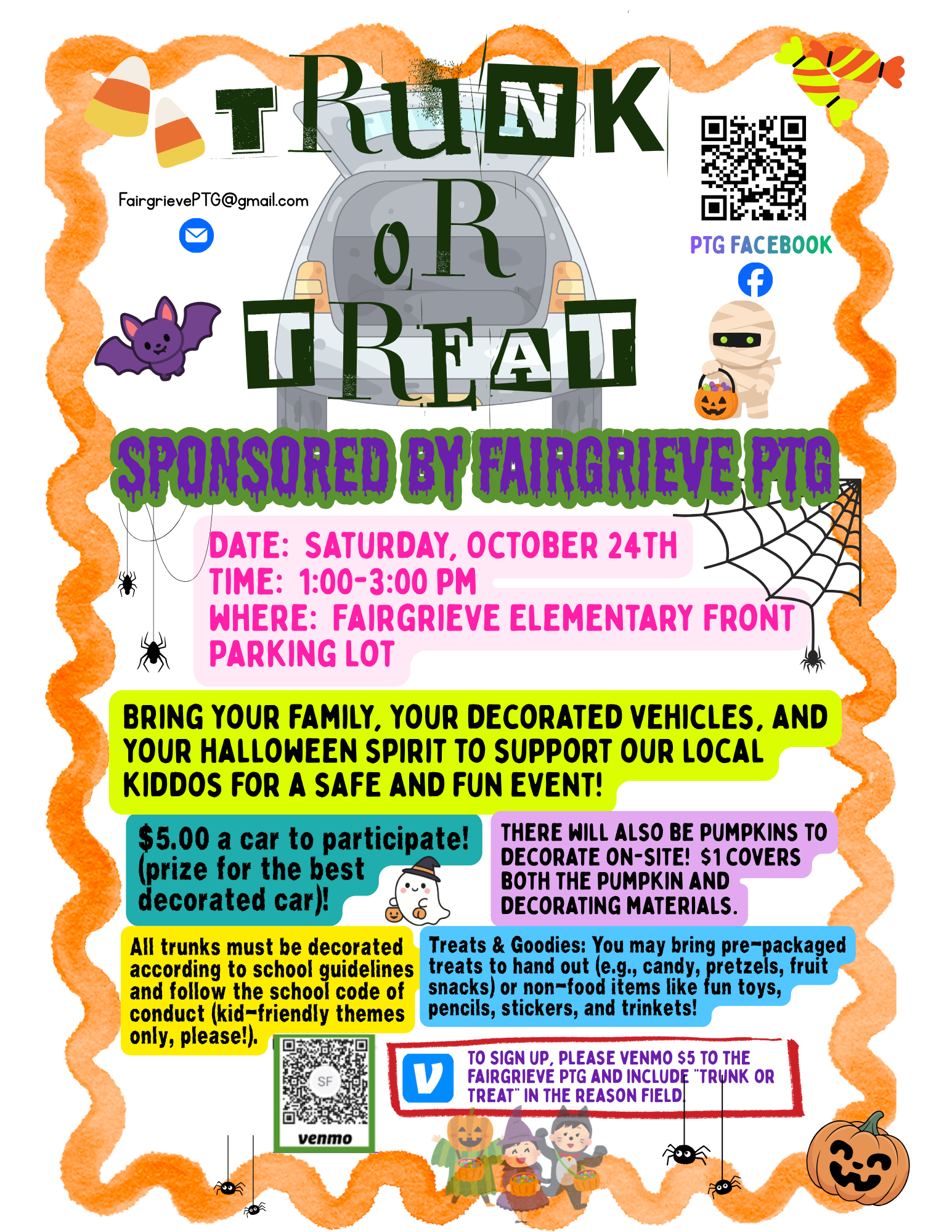 FGE PTG Trunk or Treat - Saturday October 24th, 1 to 3 pm