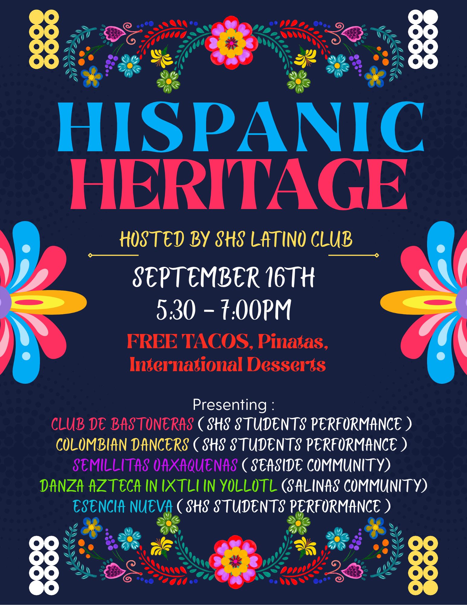 Hispanic Heritage Night TOMORROW September 16 at 5:30PM