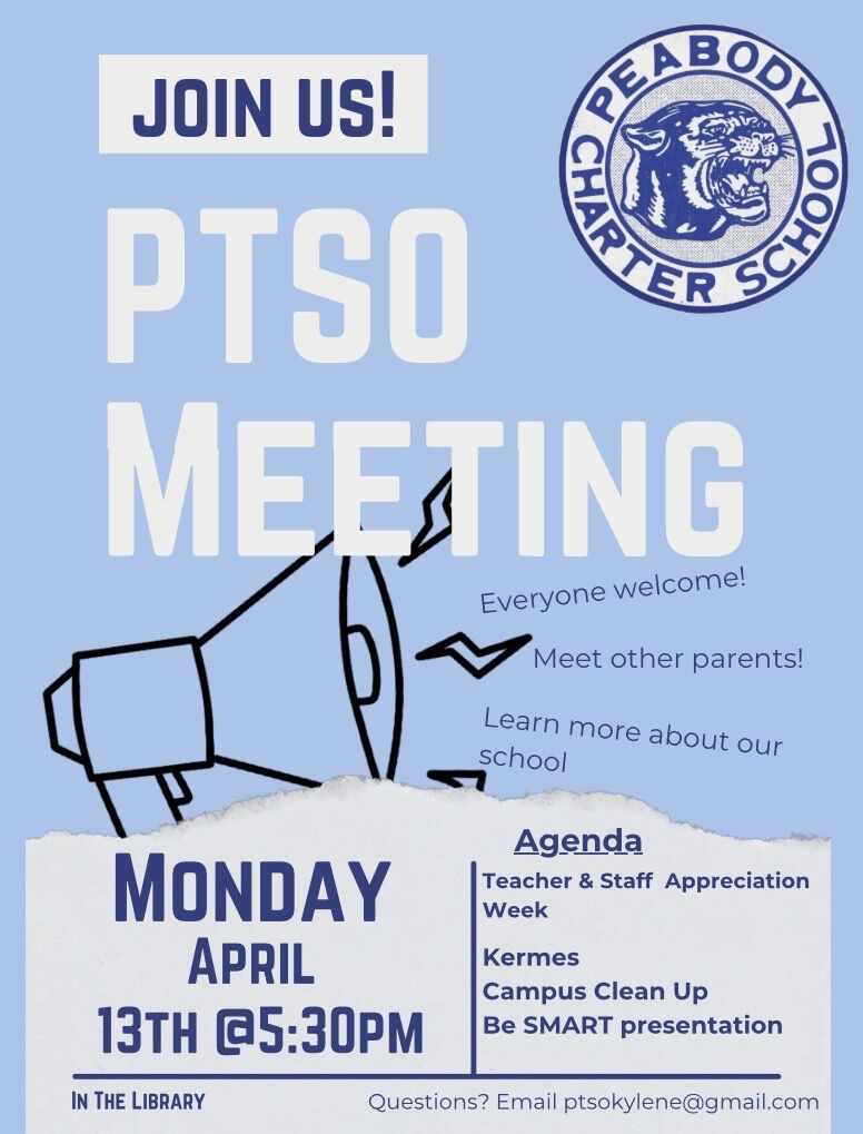 Join us for the PTSO Meeting Monday April 13th