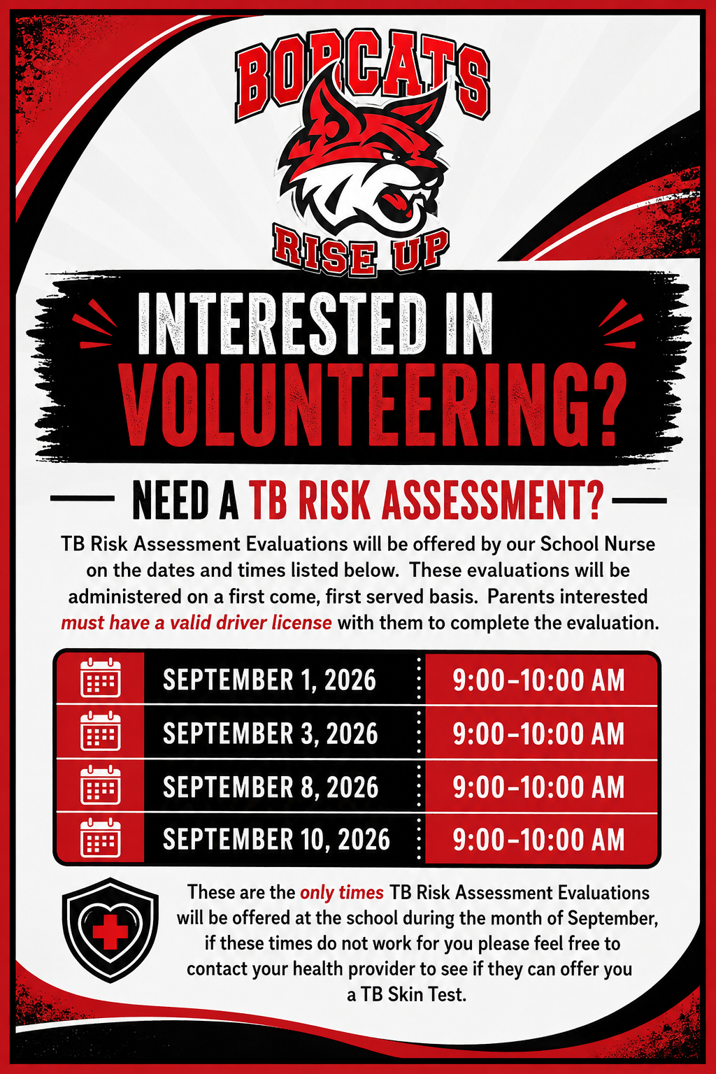 Interested in volunteering? Need a TB Risk Assessment