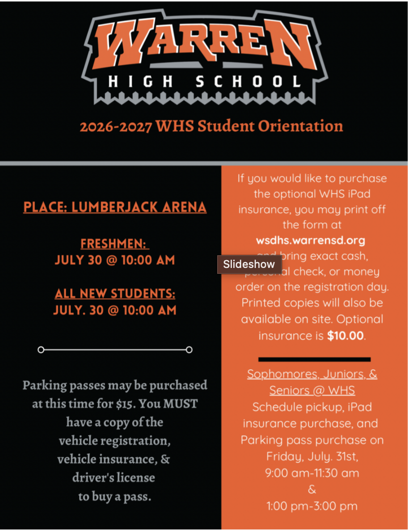 WHS: Orientation/Schedule Pickup information
