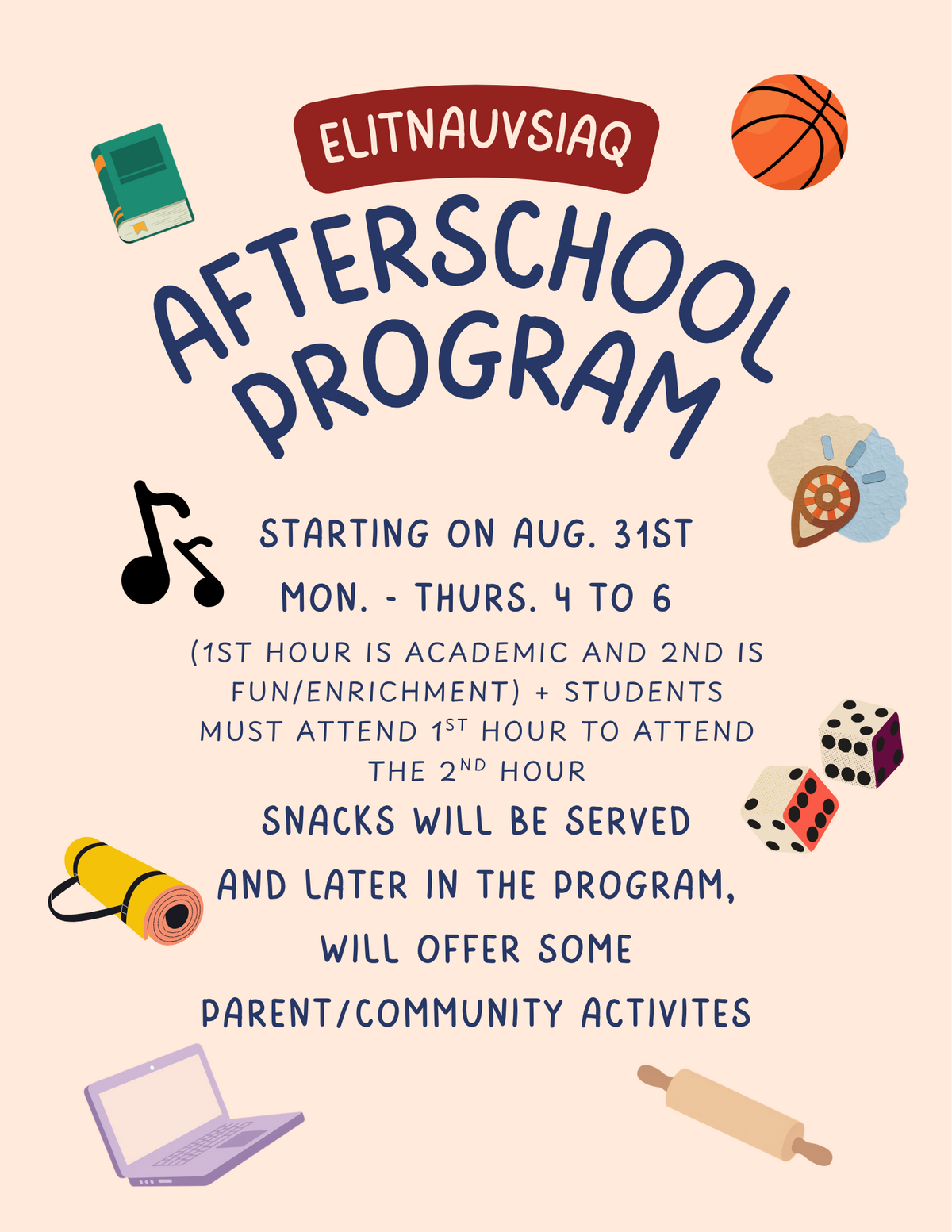 Elitnauvsiaq Afterschool Program starts Monday!
