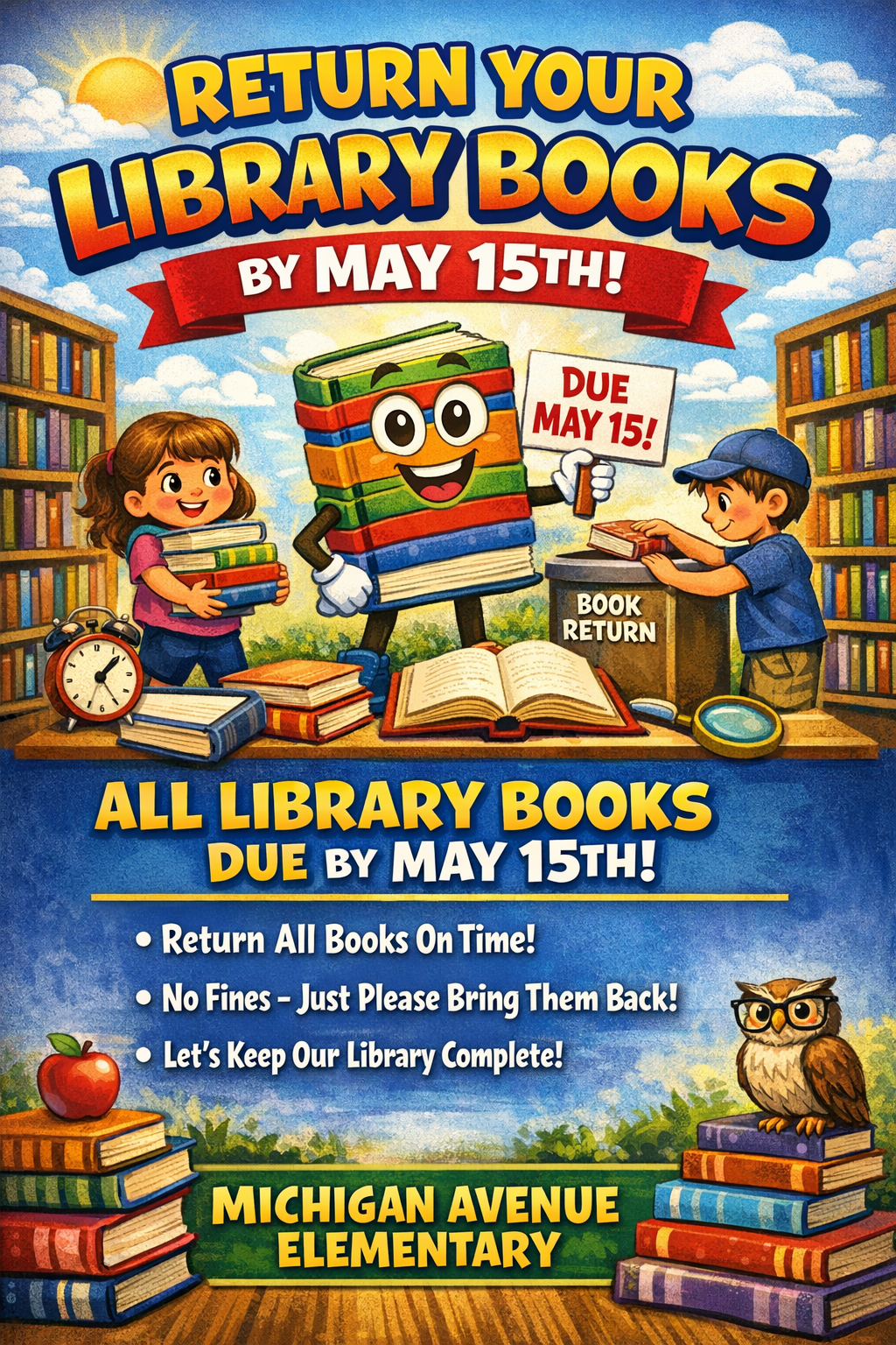 Important Notice for MAES Families!!! Don’t Forget! Library Books Due May 15th