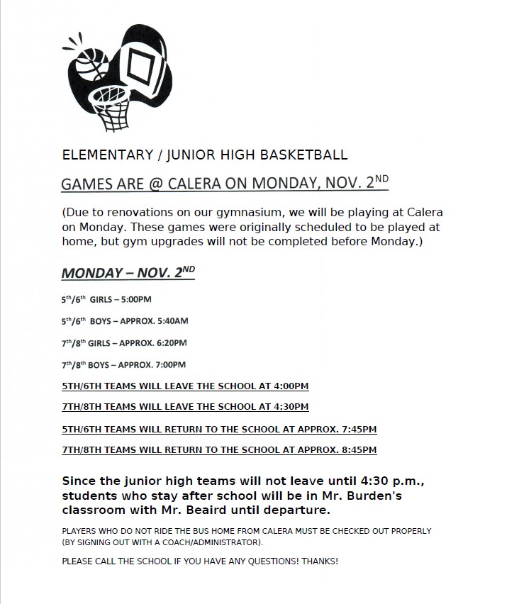 ES/JH Basketball Note