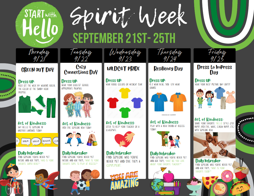 💚👋 Start With Hello Spirit Week is here! Sep. 21-25 💙