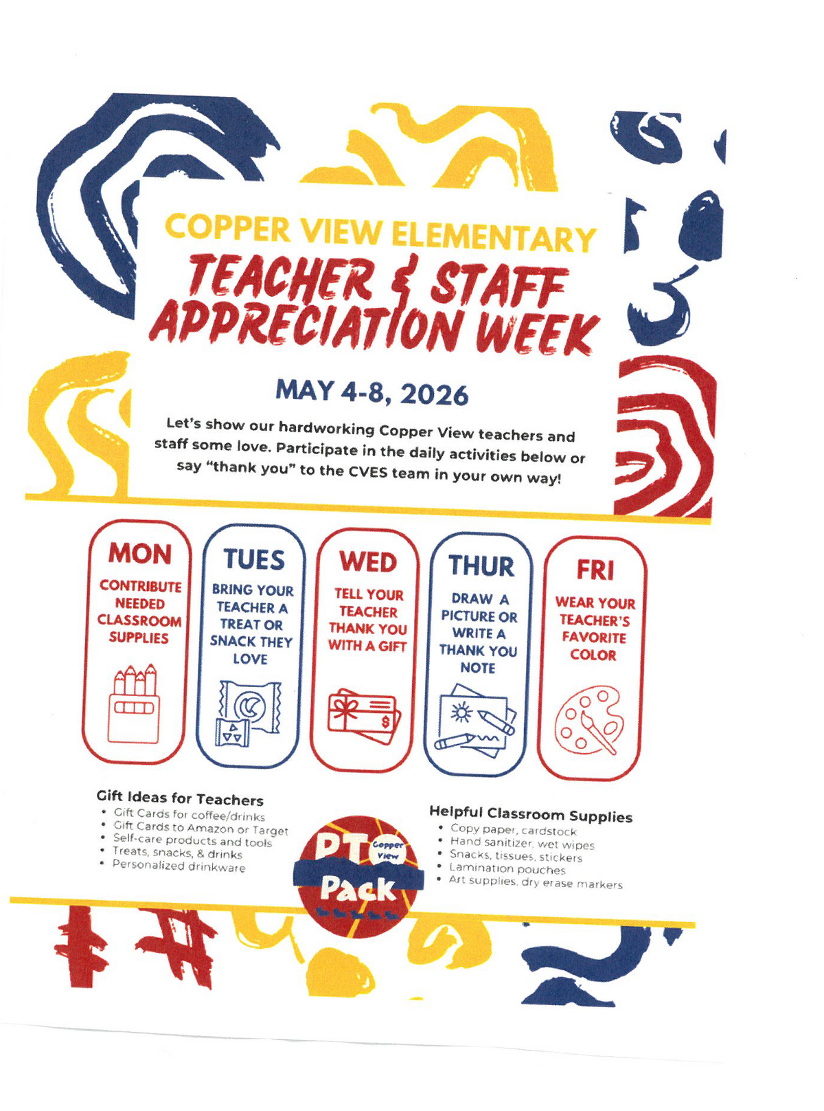 CVES PTO PACK TEACHER AND STAFF APPRECIATION WEEK MAY 4-8