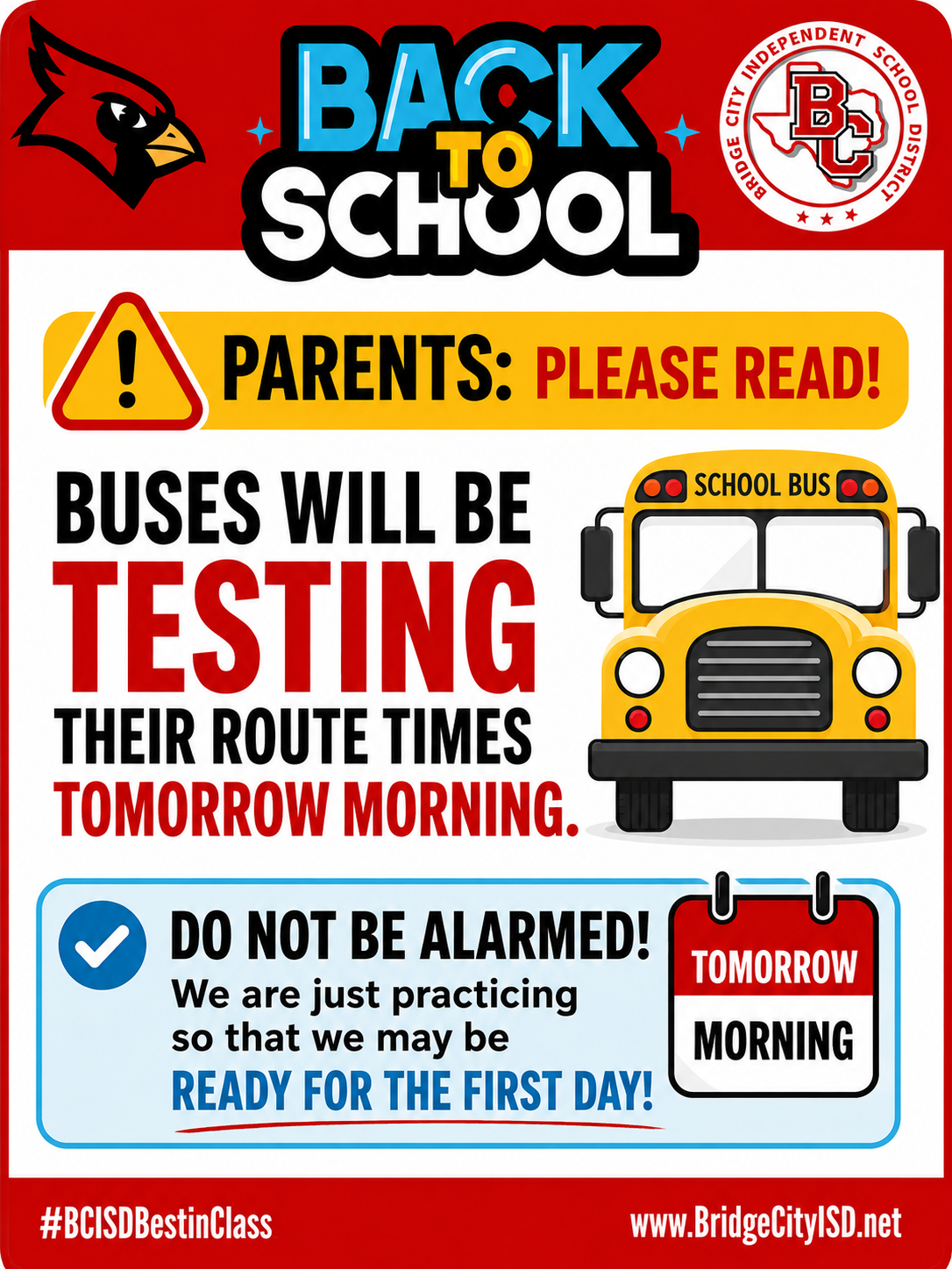 Testing Bus Routes Tomorrow! 8/13