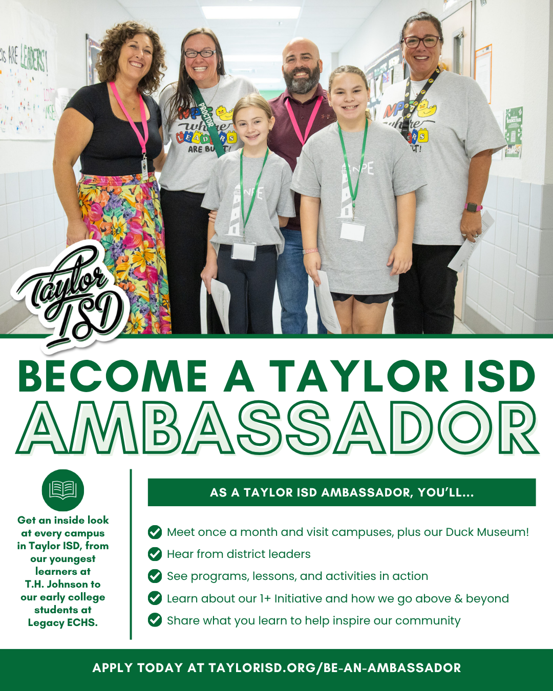 Apply Today to Become a Taylor ISD Ambassador!