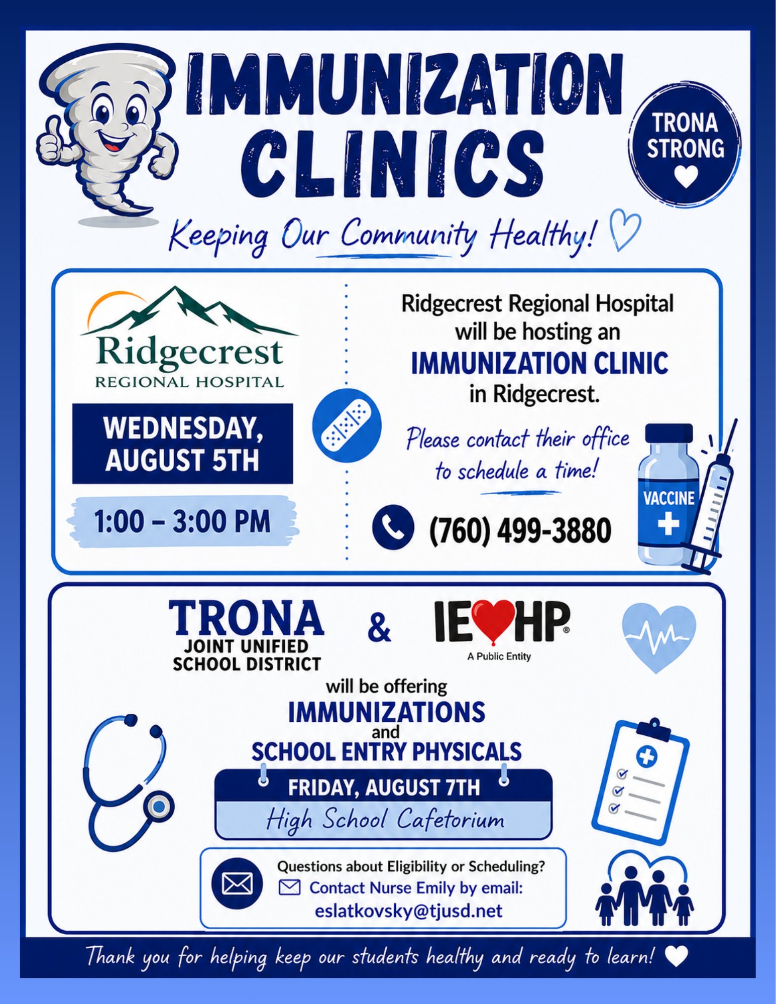 💉Immunization Opportunities Coming Up!💙