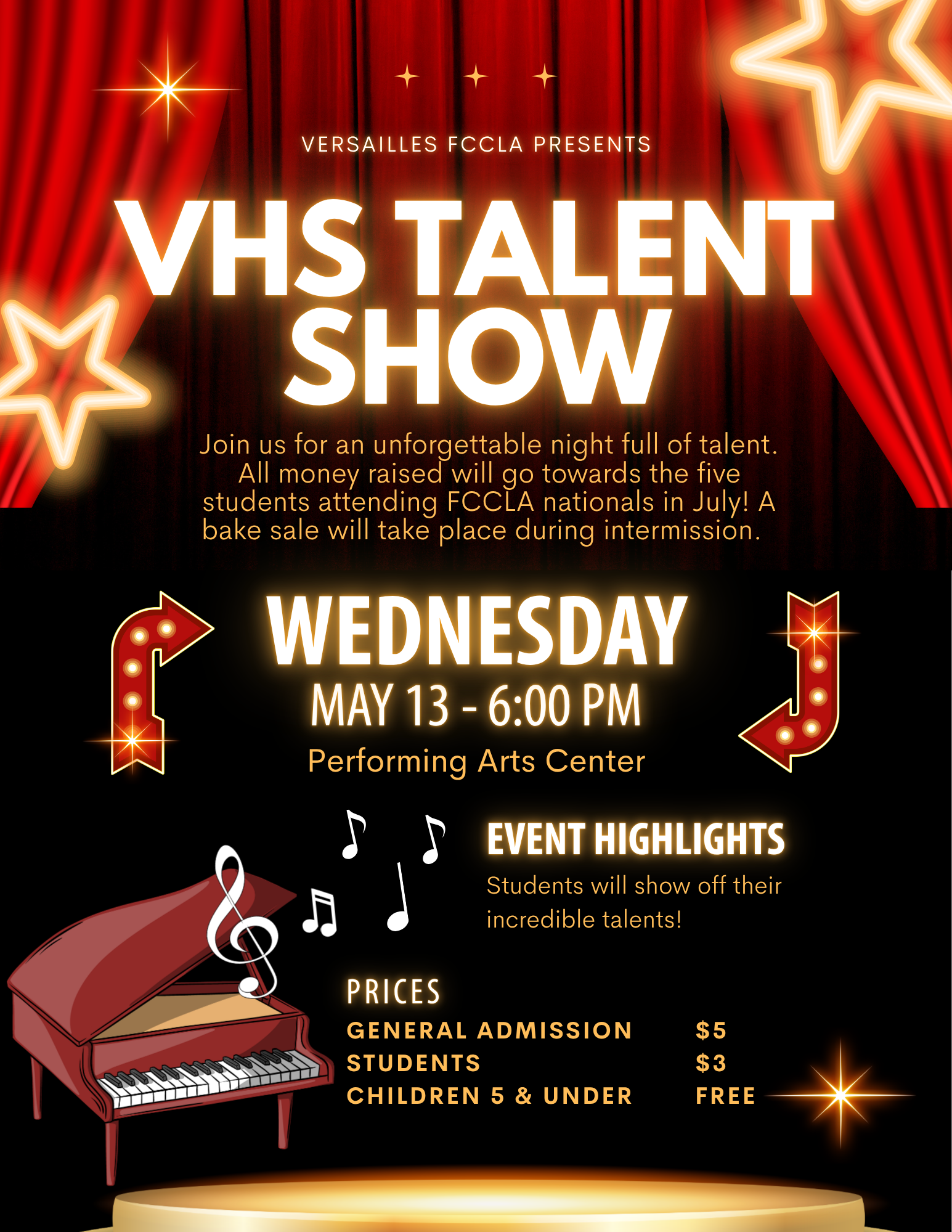 VHS Talent Show - Wednesday, May 13, 2026 at 6:00 p.m. (PAC)
