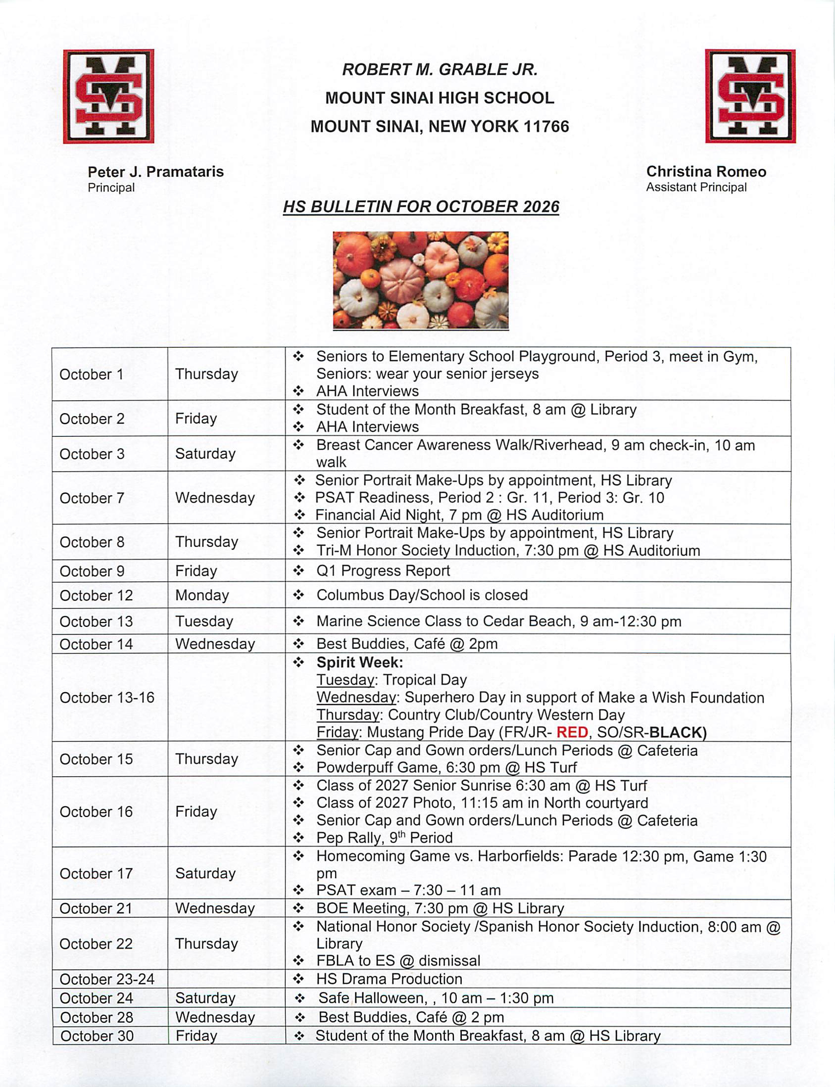 October HS Bulletin