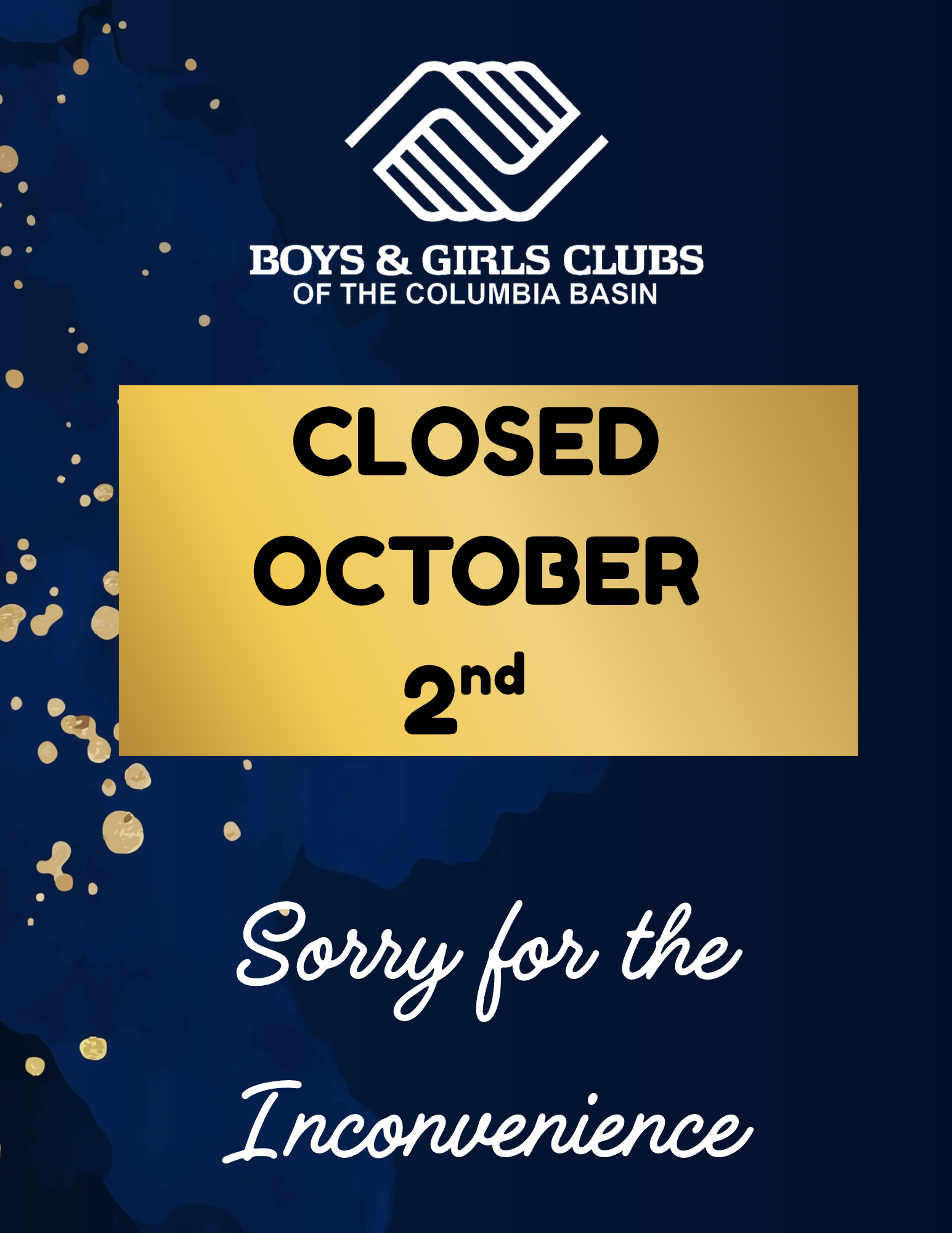 Boys and Girls Club Closed, Friday October 2nd
