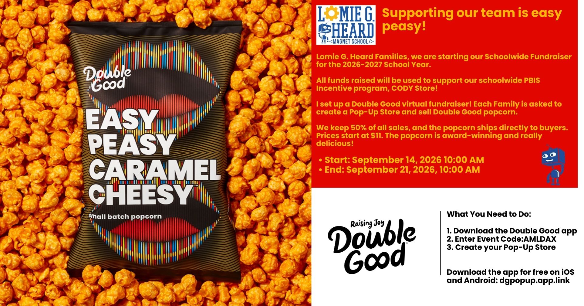 Schoolwide Fundraiser! Double Good Popcorn