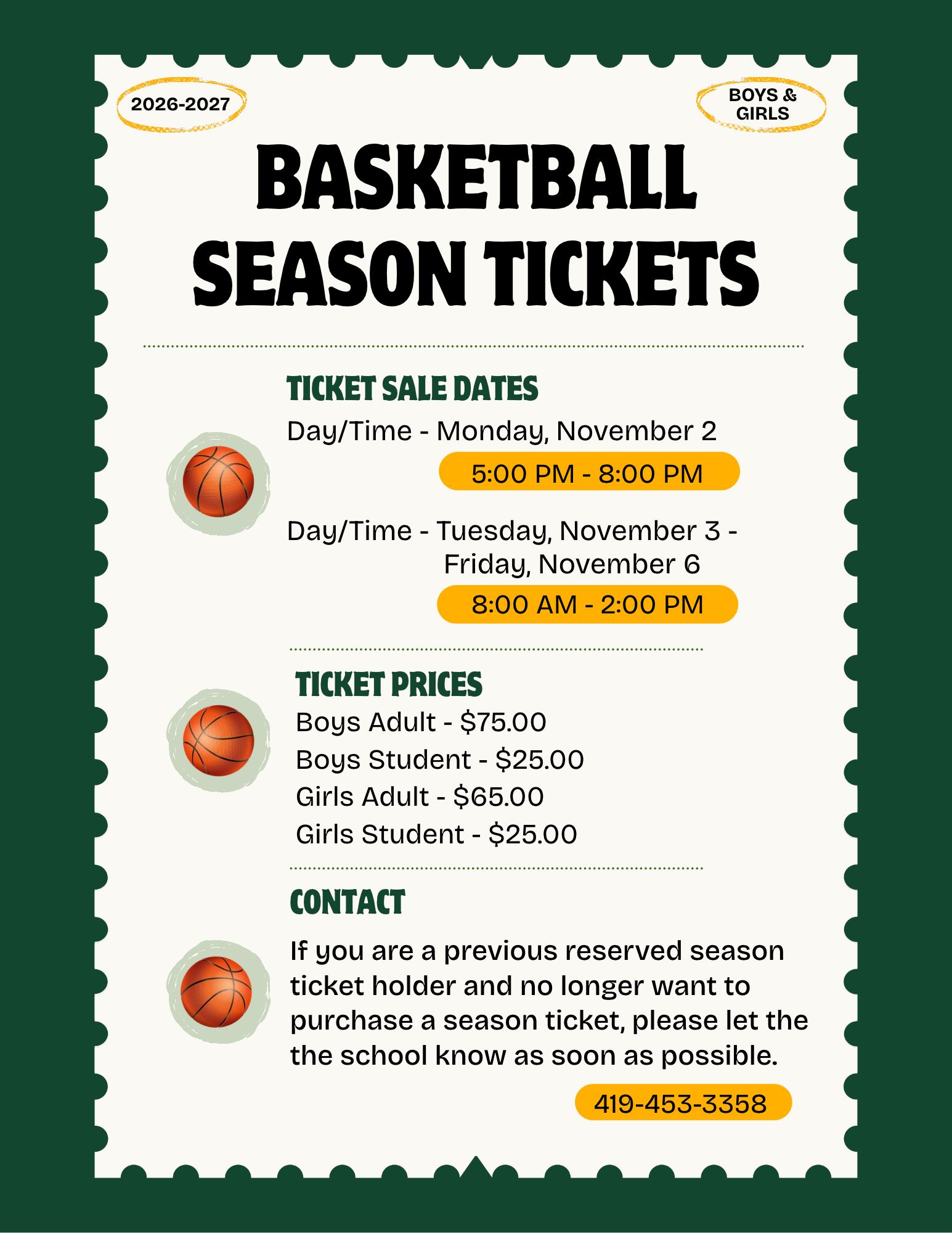 Basketball Season Ticket Sales