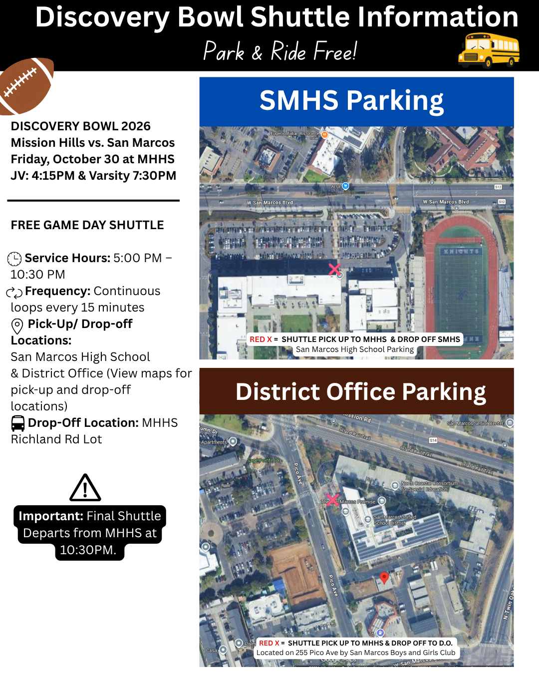 Discovery Bowl 2026: Free Shuttle & Parking Details for Friday, Oct 30