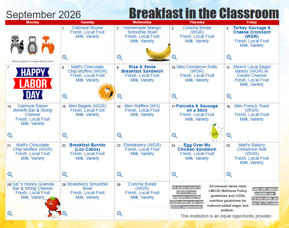 September Menus