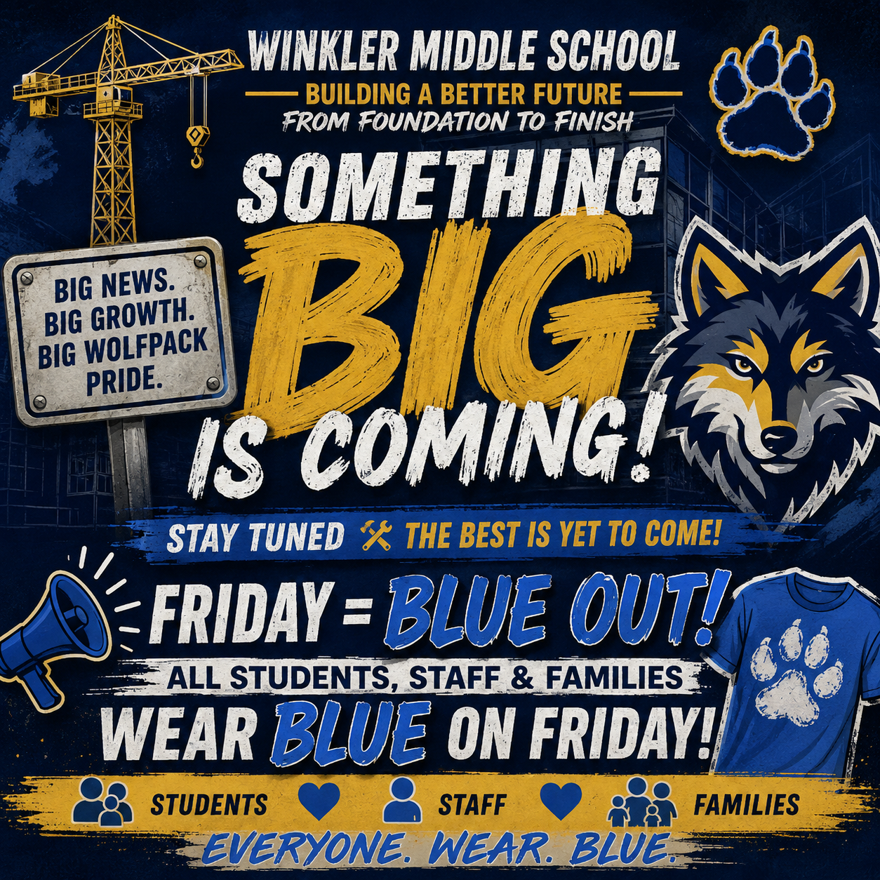 🏗️💙 WOLFPACK… WEAR BLUE TOMORROW...SOMETHING BIG IS COMING! 💙🏗️
