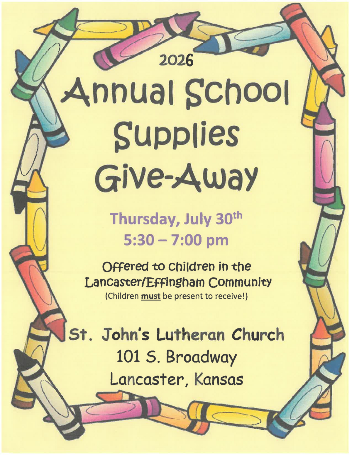 Annual School Supplies Give-Away