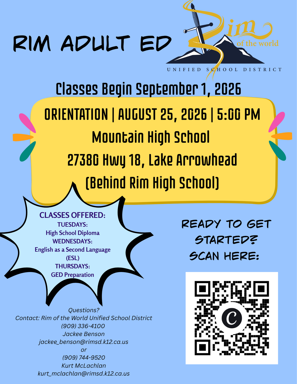 RIM Adult Ed is Back This Fall!