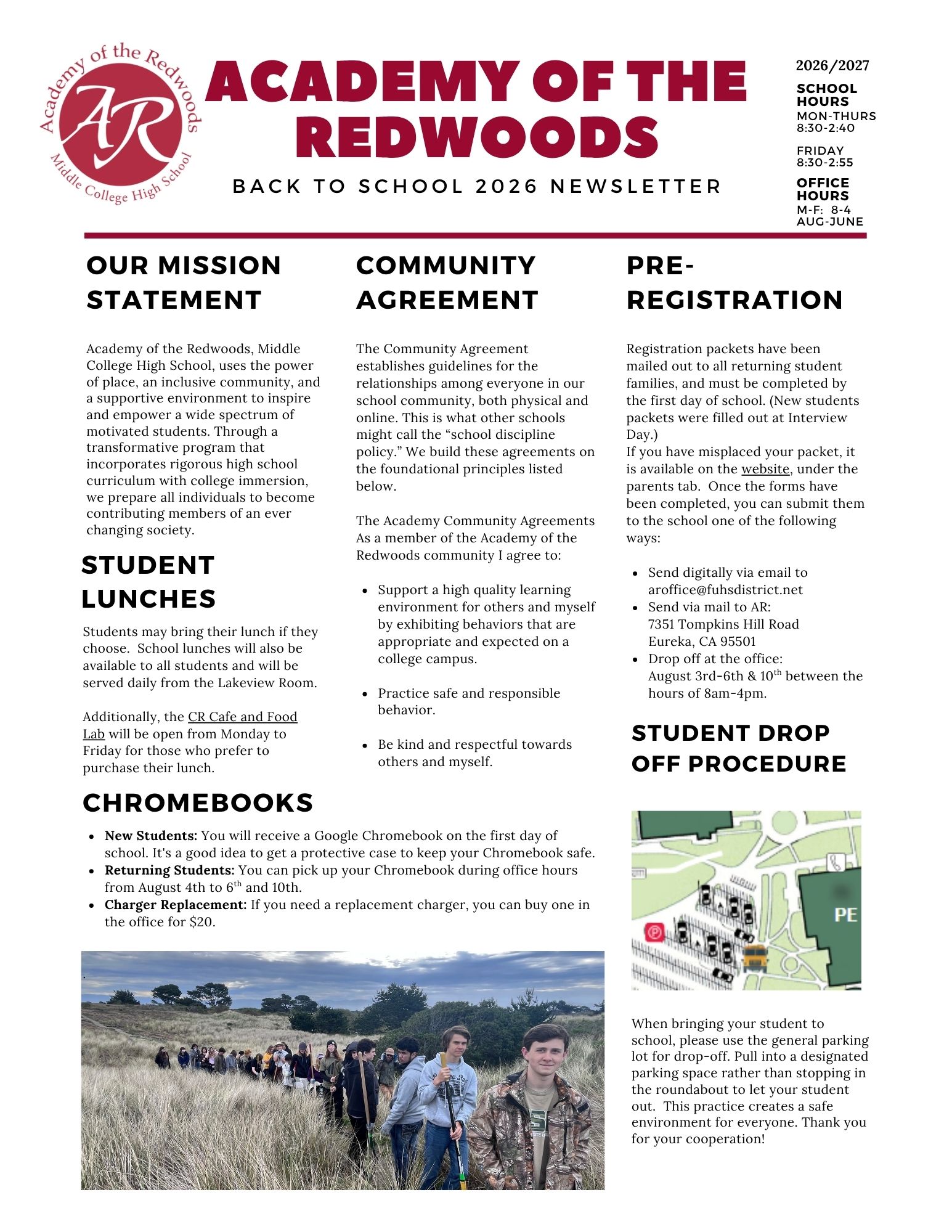 Academy of the Redwoods: Back to School 2026 Newsletter