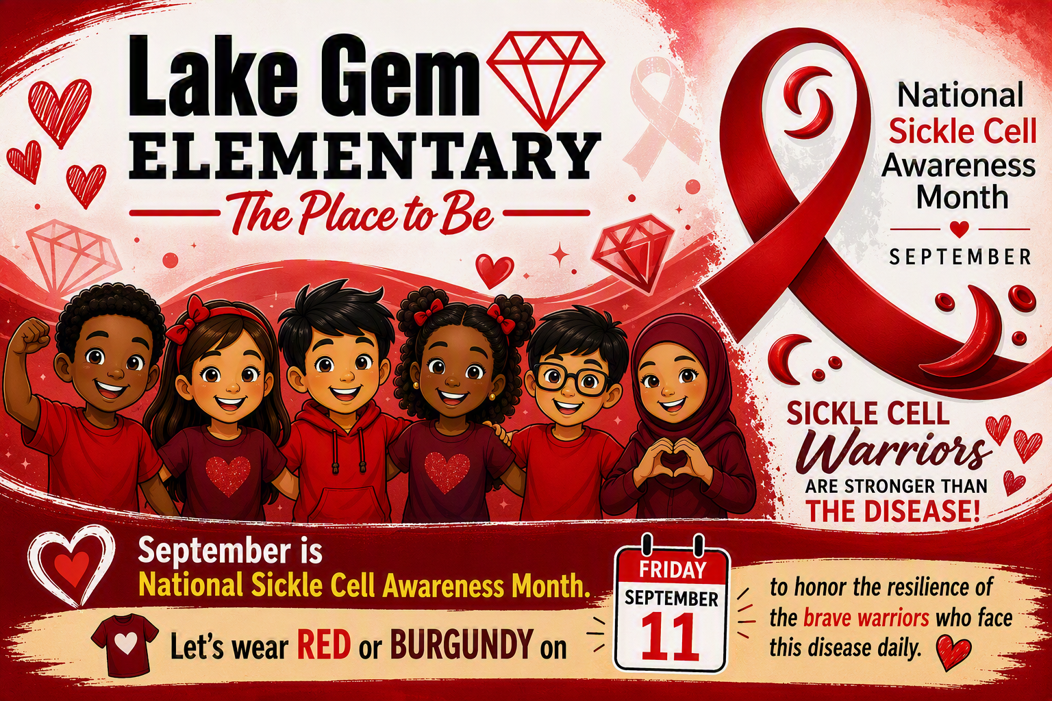❤️🔴 Wear Red or Burgundy on September 11 for Sickle Cell Awareness Month 🔴❤️