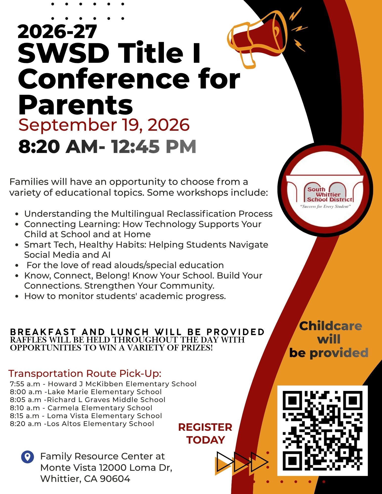 You’re Invited! Join Us for the 2026–27 SWSD Title I Conference for Parents! 