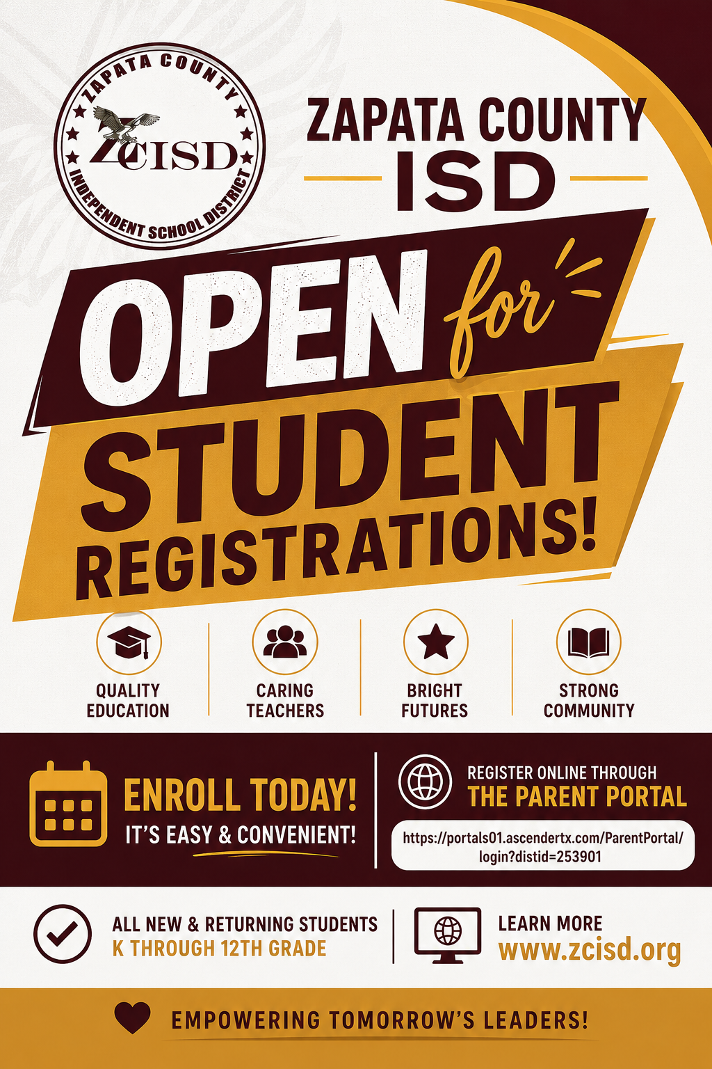 Returning Student Registrations Now Open with Parent Portal