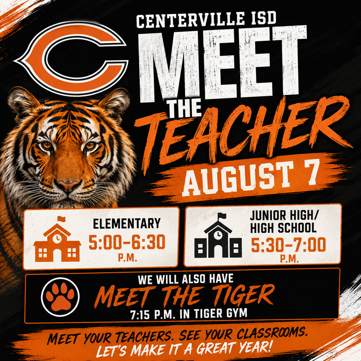 Meet the Teacher and Meet the Tigers - August 7th