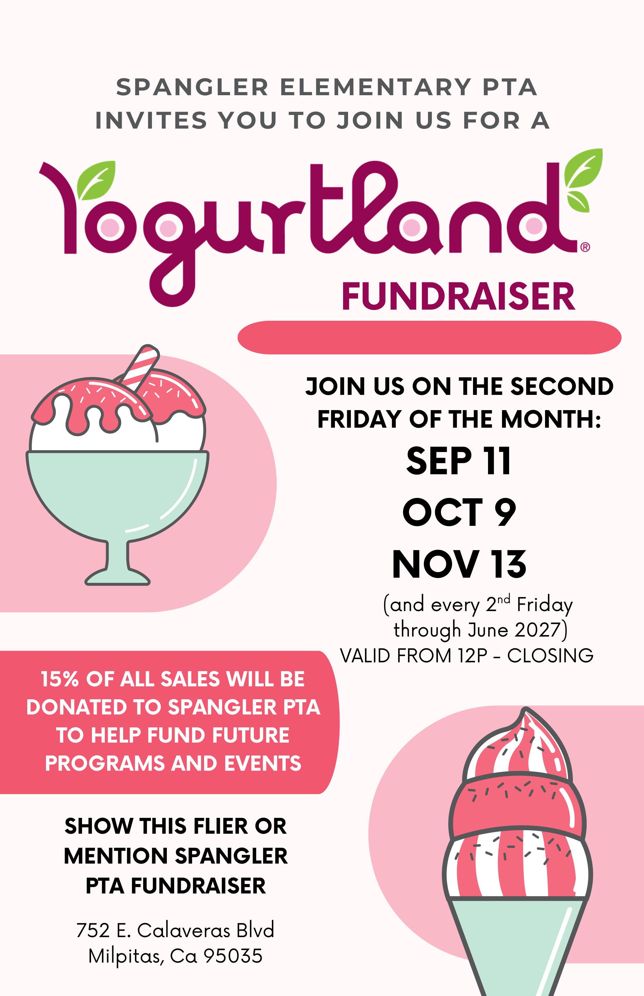 🍦Yogurtland Fundraiser is Back! 9/11