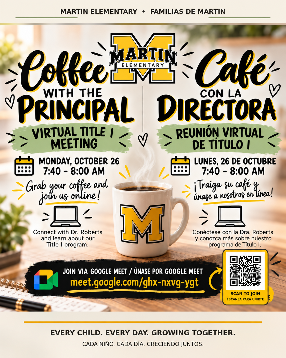 ☕Coffee with the Principal & Virtual Title 1 Meeting