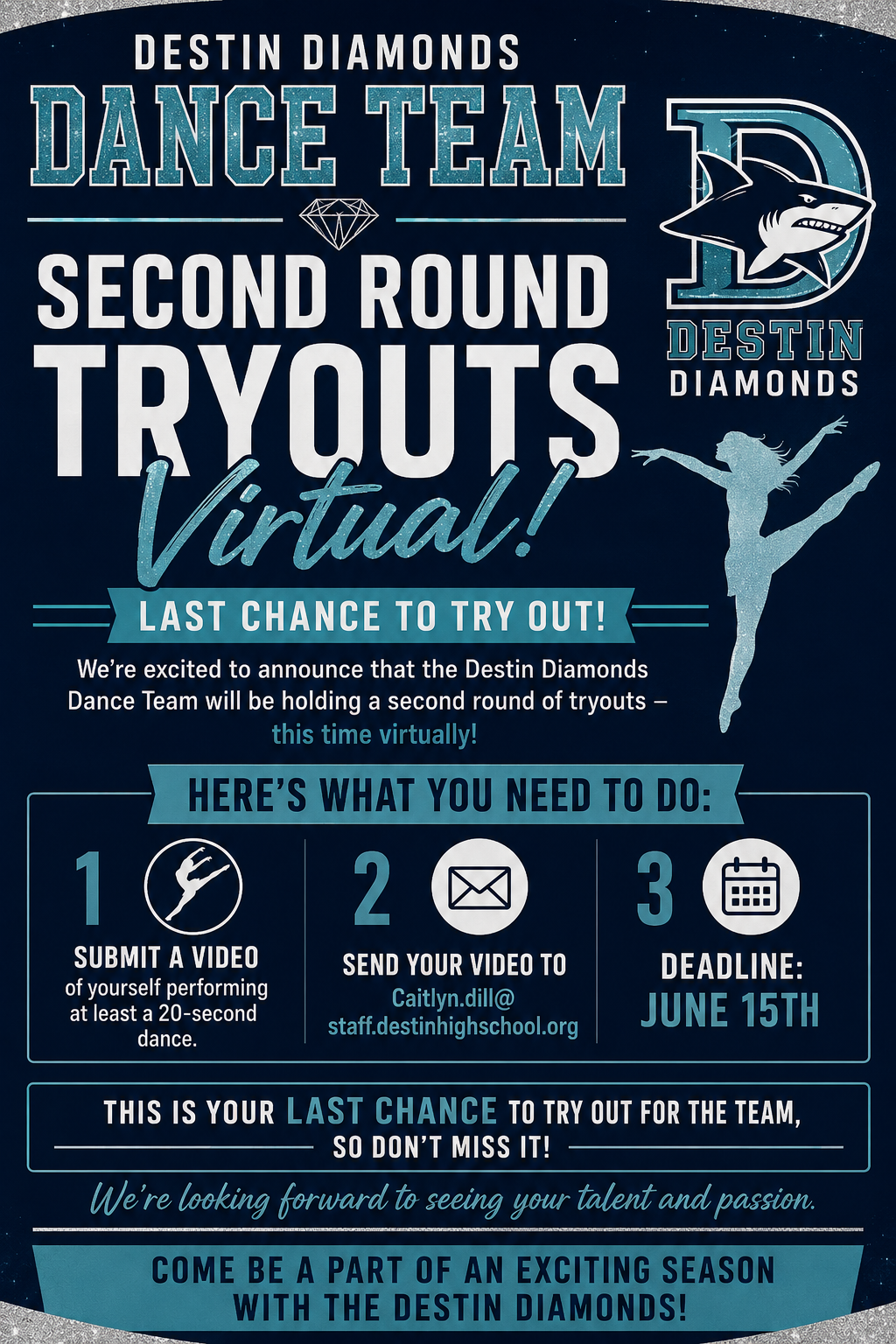 📣 Destin Diamonds Dance Team – Final Tryout Opportunity! 💎