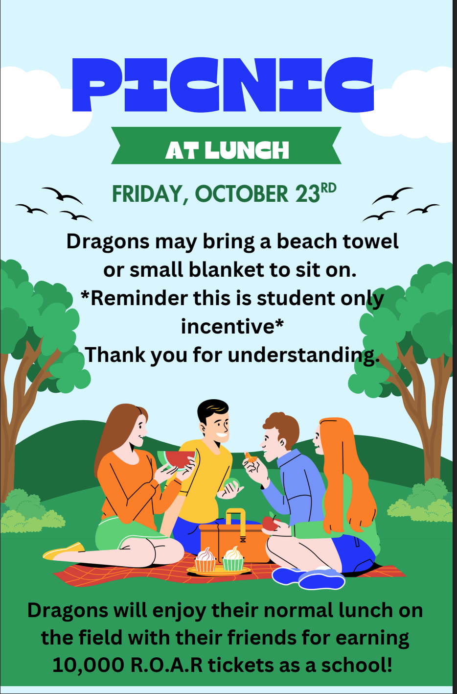 PICNIC LUNCH  FRIDAY OCTOBER 23RD