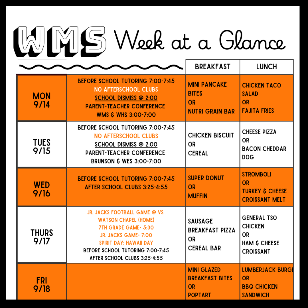 9/14 WMS Week at a Glance