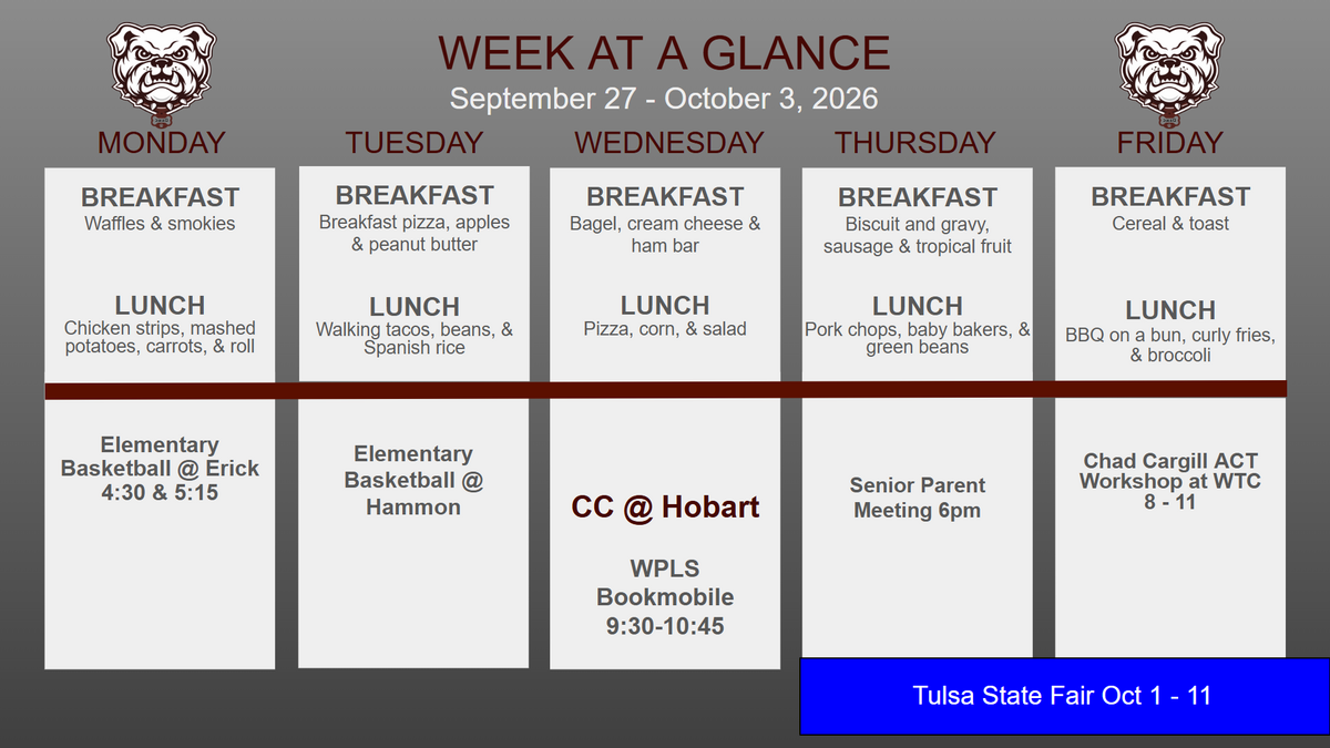 Week at a Glance September 27 - October 3