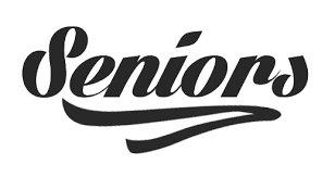 The word "Seniors" is written in a stylish, cursive font in black on a white background.