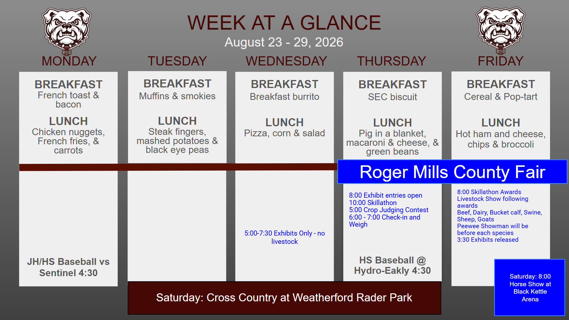 Week at Glance August 23 - 29