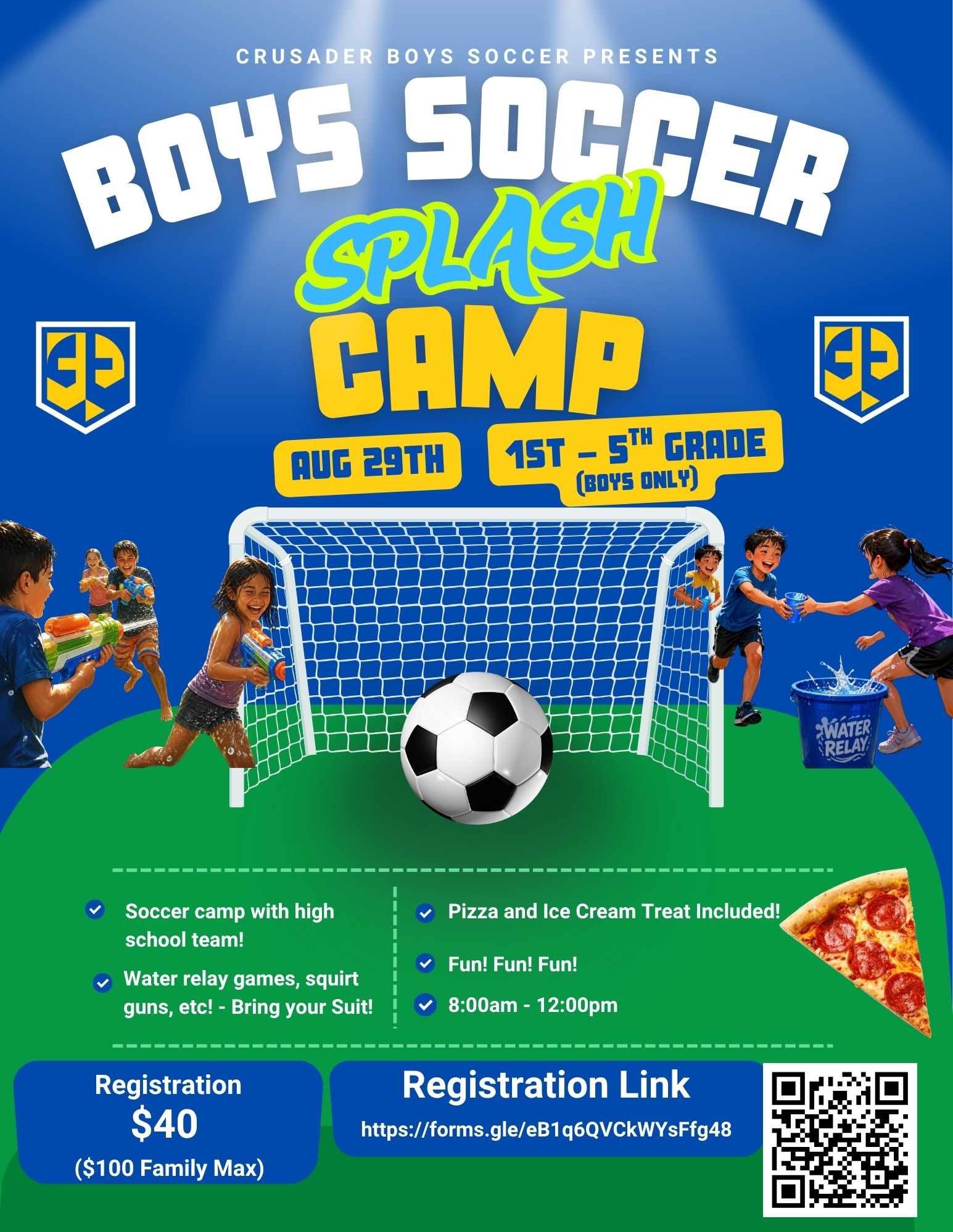 BOYS ONLY Soccer Splash Camp: August 29th