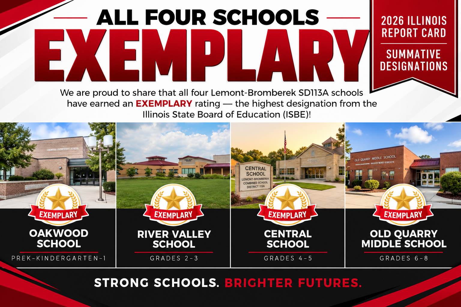 All Four SD113A Schools Earn Illinois' Highest Exemplary Rating 