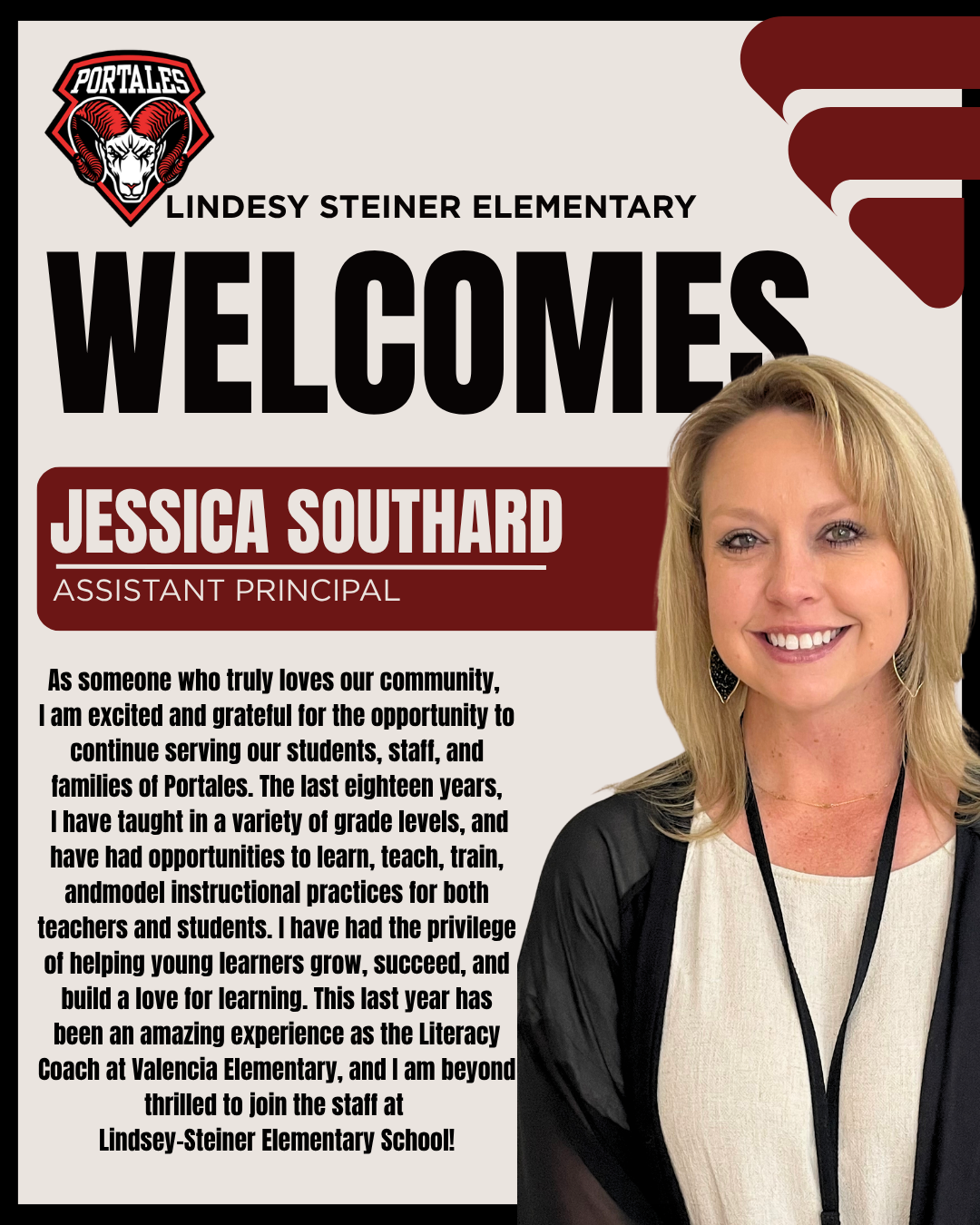 Welcome our new Lindsey Steiner Assistant Principal!