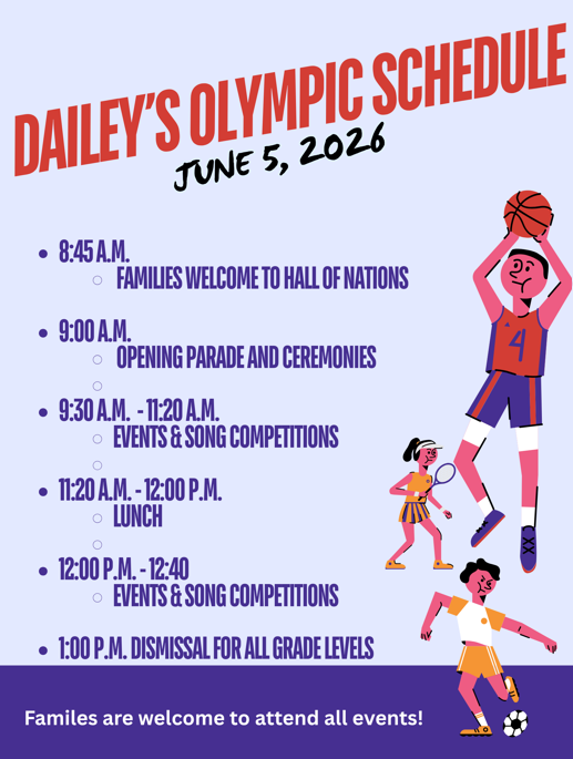 Dailey Olympics Schedule - June 5th 