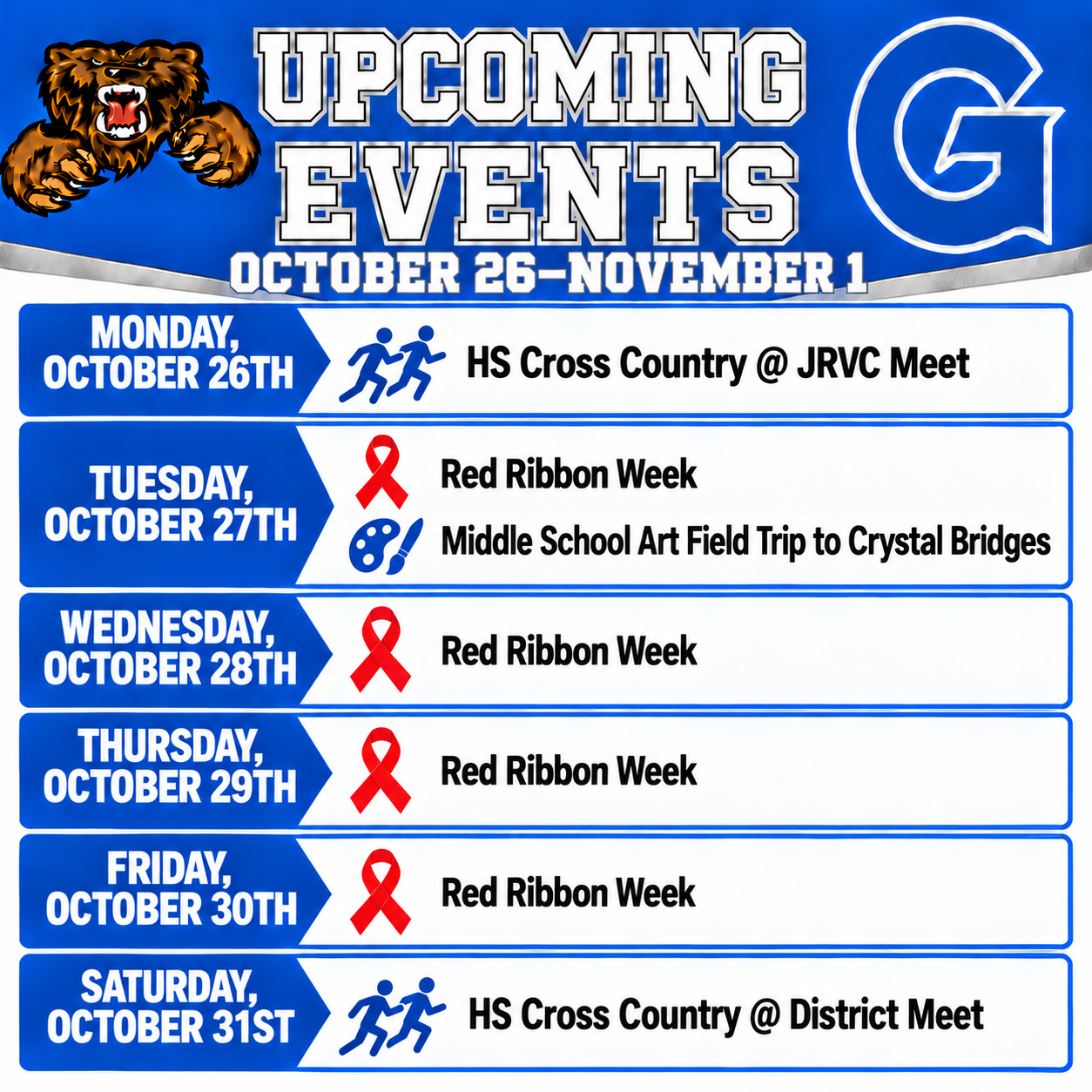 GHS Upcoming Events