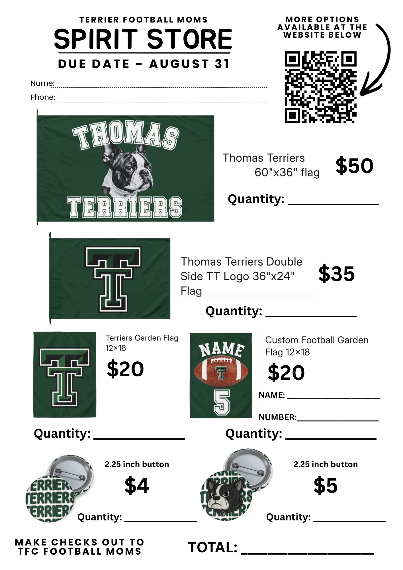 Terrier Football Mom's Spirit Store Orders End Monday, 08/31!